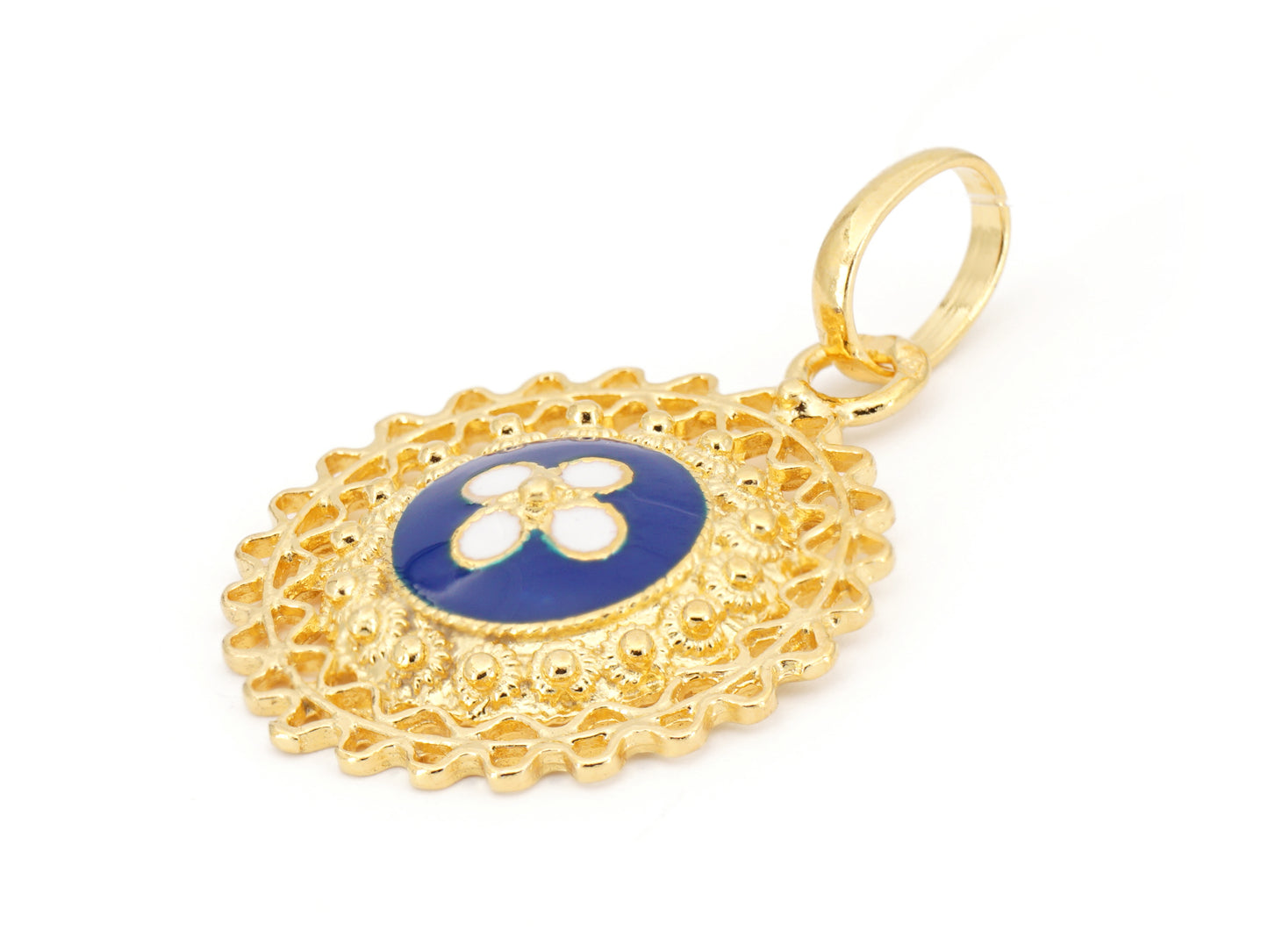 Medalha Caramujo Rico, Filigrana Portuguesa, Prata de Lei 925 Dourada - Perspectiva