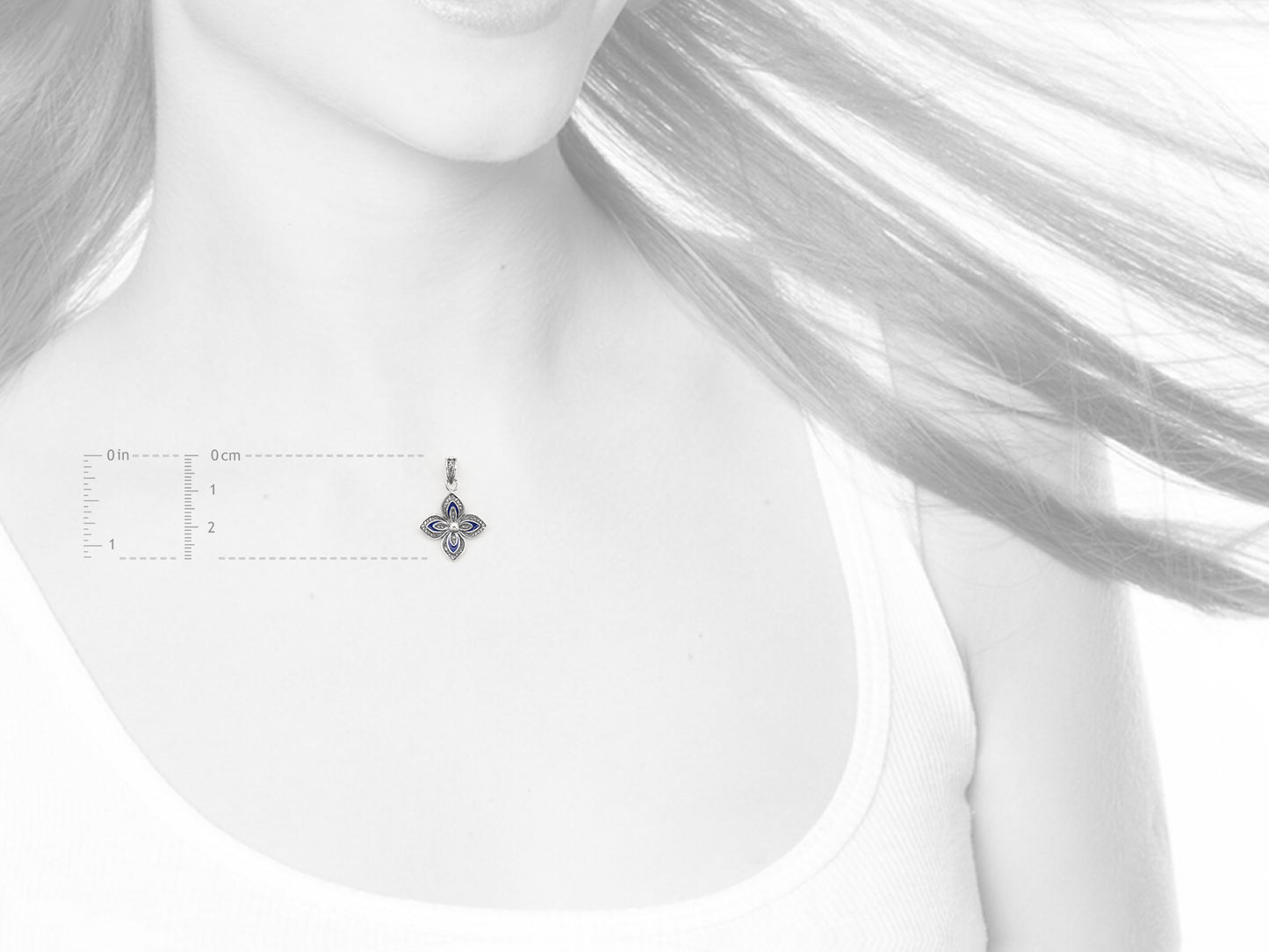 Medalha Flor Clássica com Esmalte, Filigrana Portuguesa, Prata de Lei 925 - Medidas e Proporção