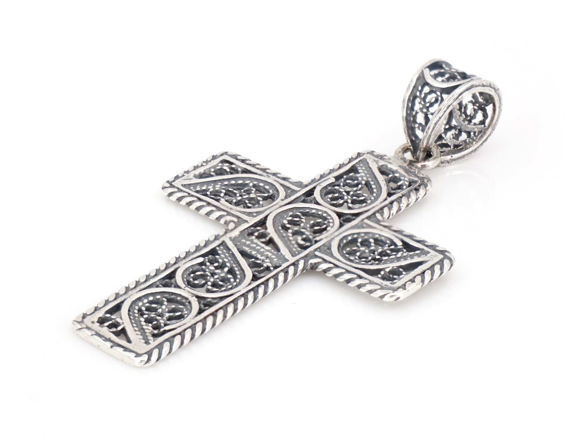 Medalha Cruz Rectangular, Filigrana Portuguesa, Prata de Lei 925 - Perspectiva