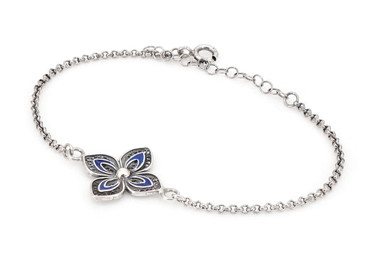 Pulseira Flor Clássica com Esmalte, Filigrana Portuguesa, Prata de Lei 925