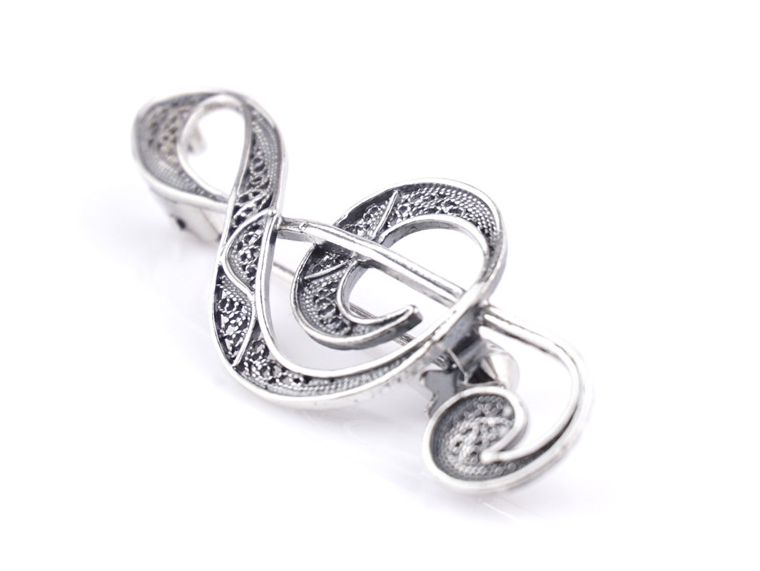 Alfinete Clave de Sol, Filigrana Portuguesa, Prata de Lei 925