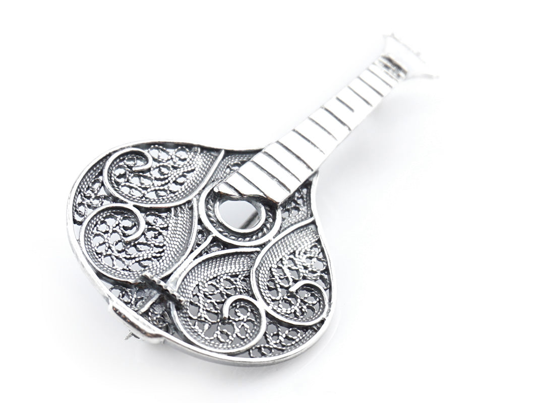 Alfinete Fado Guitarra Portuguesa, Filigrana Portuguesa, Prata de Lei 925