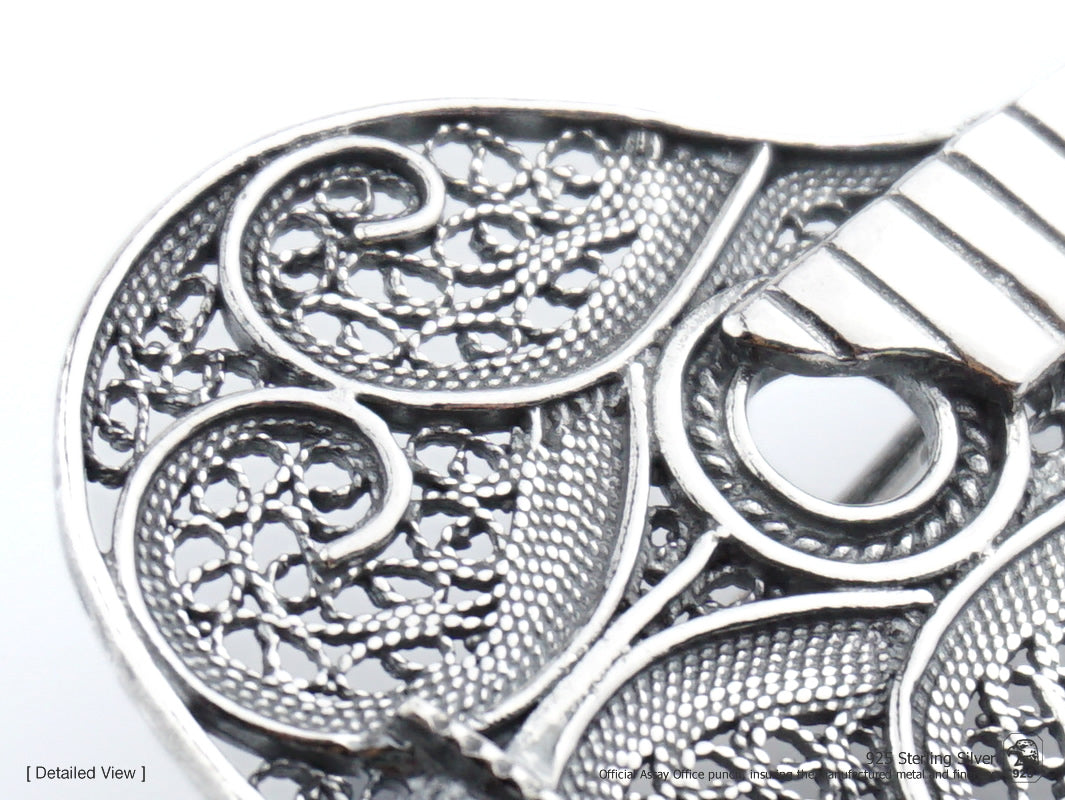 Alfinete Fado Guitarra Portuguesa, Filigrana Portuguesa, Prata de Lei 925 - Pormenor