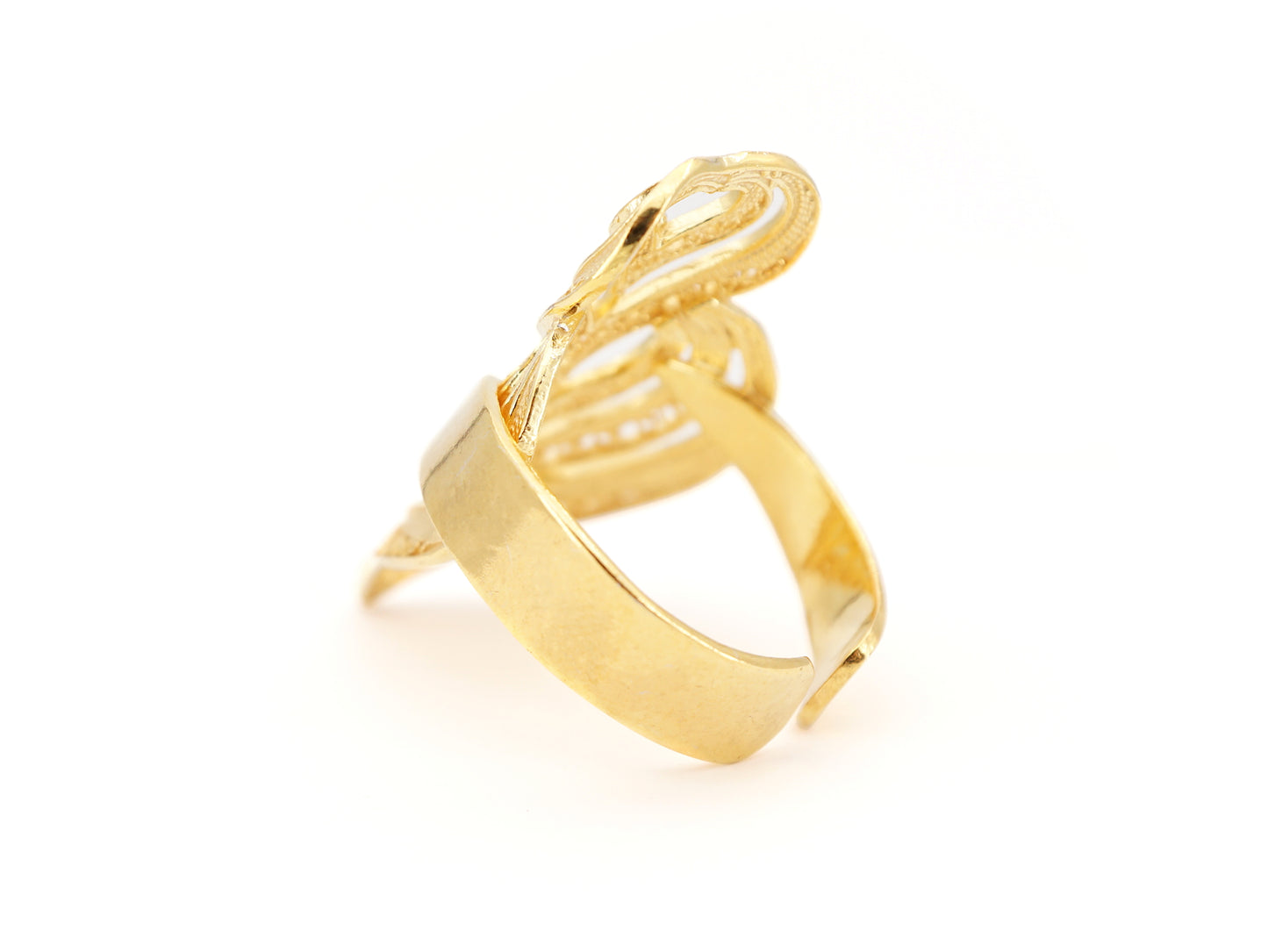 Anel Coração de Viana Camadas, Filigrana Portuguesa, Prata de Lei 925 Dourada - Perspectiva