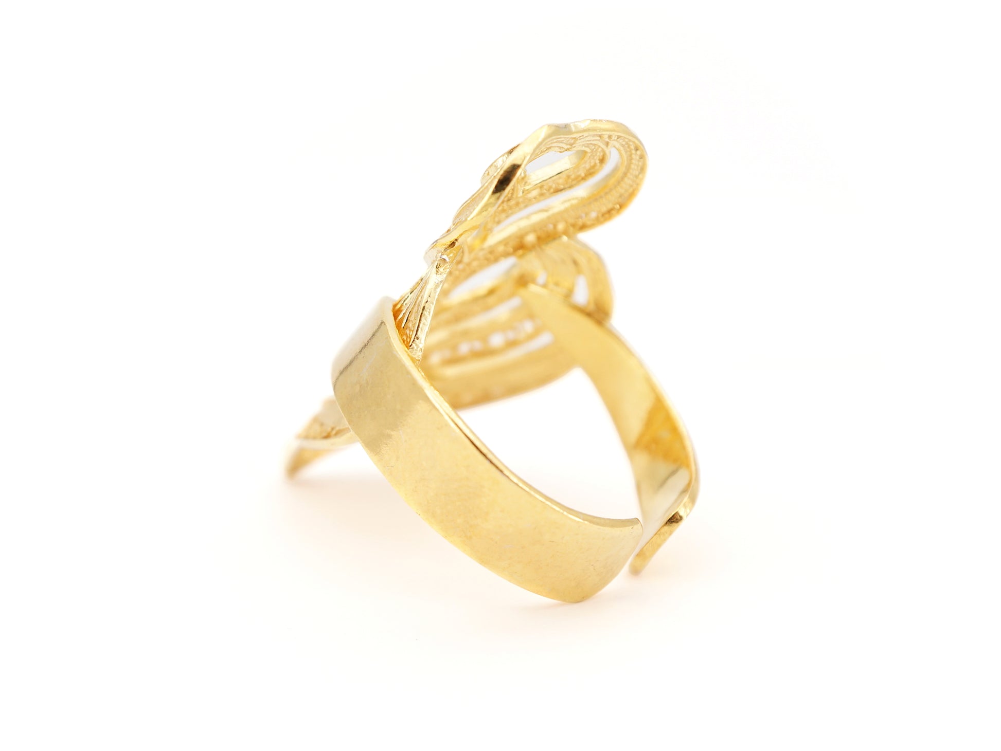 Anel Coração de Viana Camadas, Filigrana Portuguesa, Prata de Lei 925 Dourada - Perspectiva