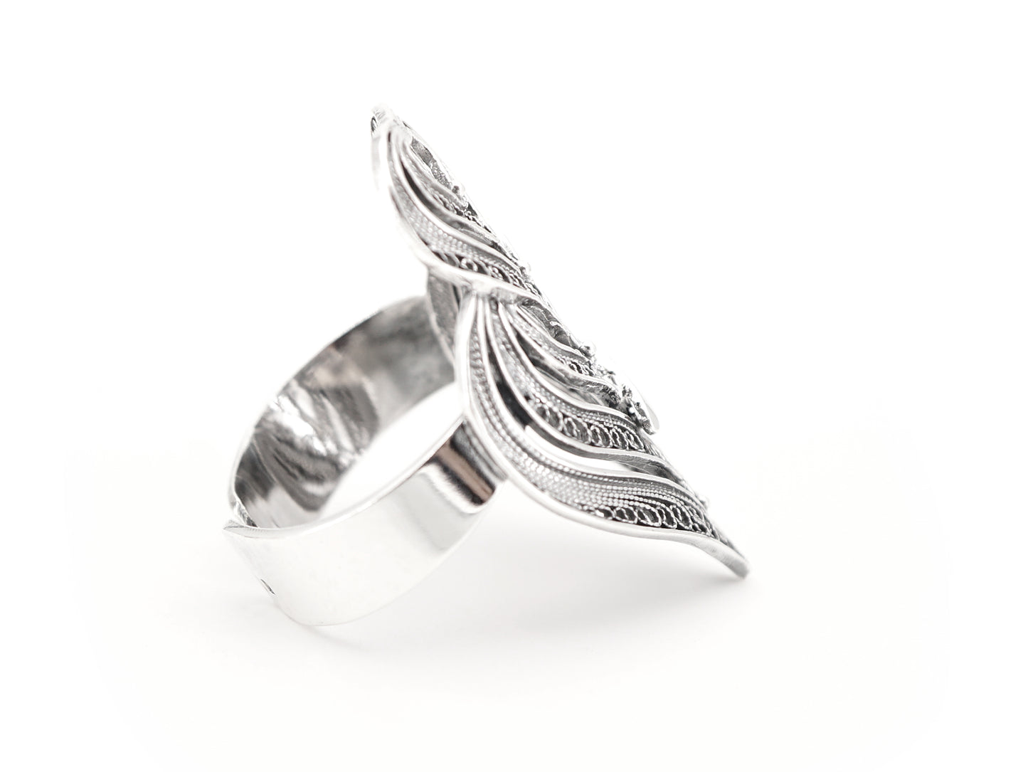 Anel Coração de Viana Camadas, Filigrana Portuguesa, Prata de Lei 925 - Vista Lateral