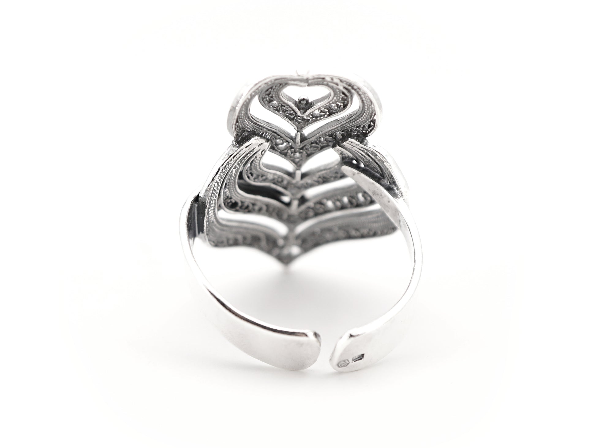 Anel Coração de Viana Camadas, Filigrana Portuguesa, Prata de Lei 925 - Vista de Trás