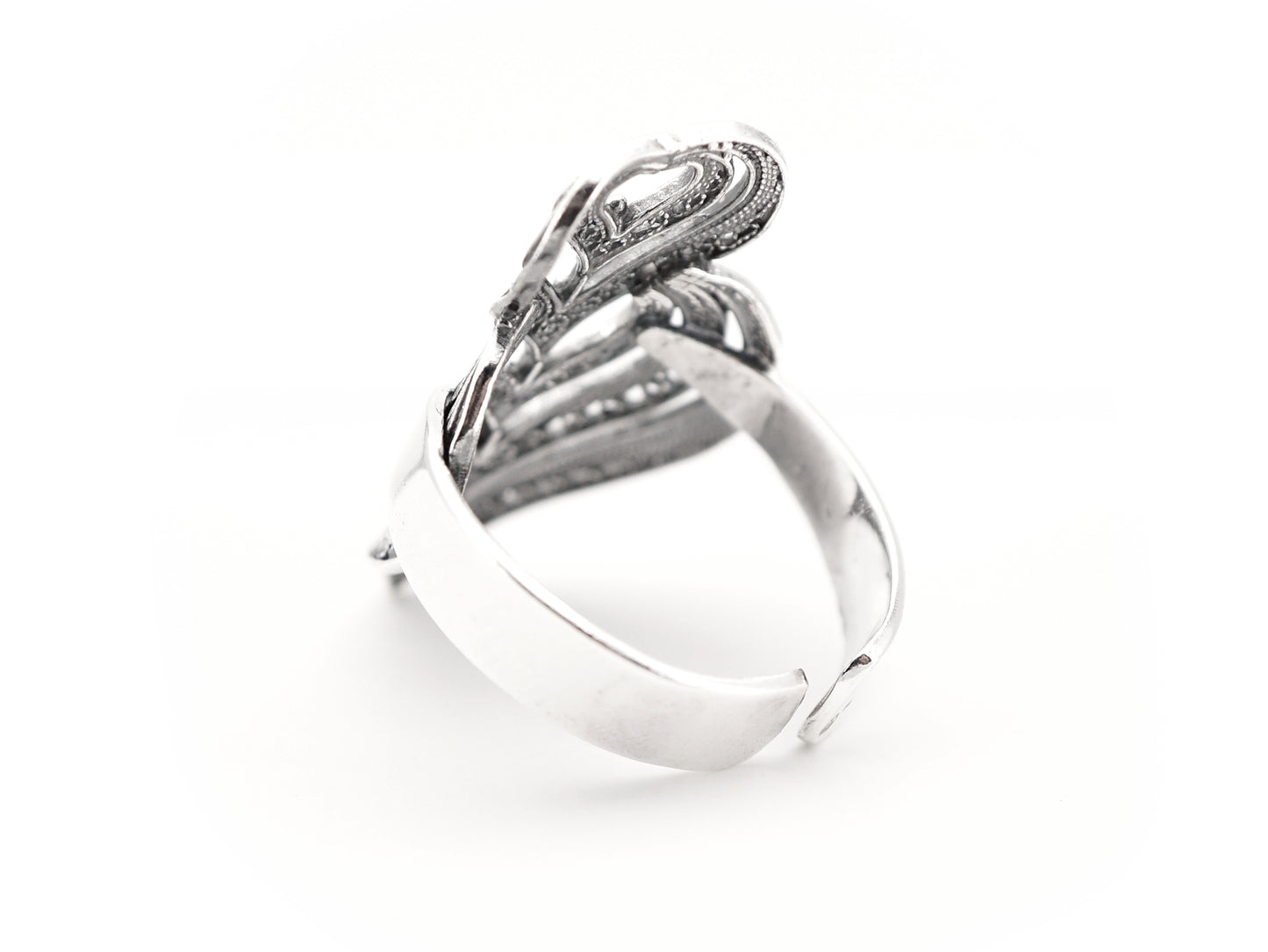 Anel Coração de Viana Camadas, Filigrana Portuguesa, Prata de Lei 925 - Perspectiva