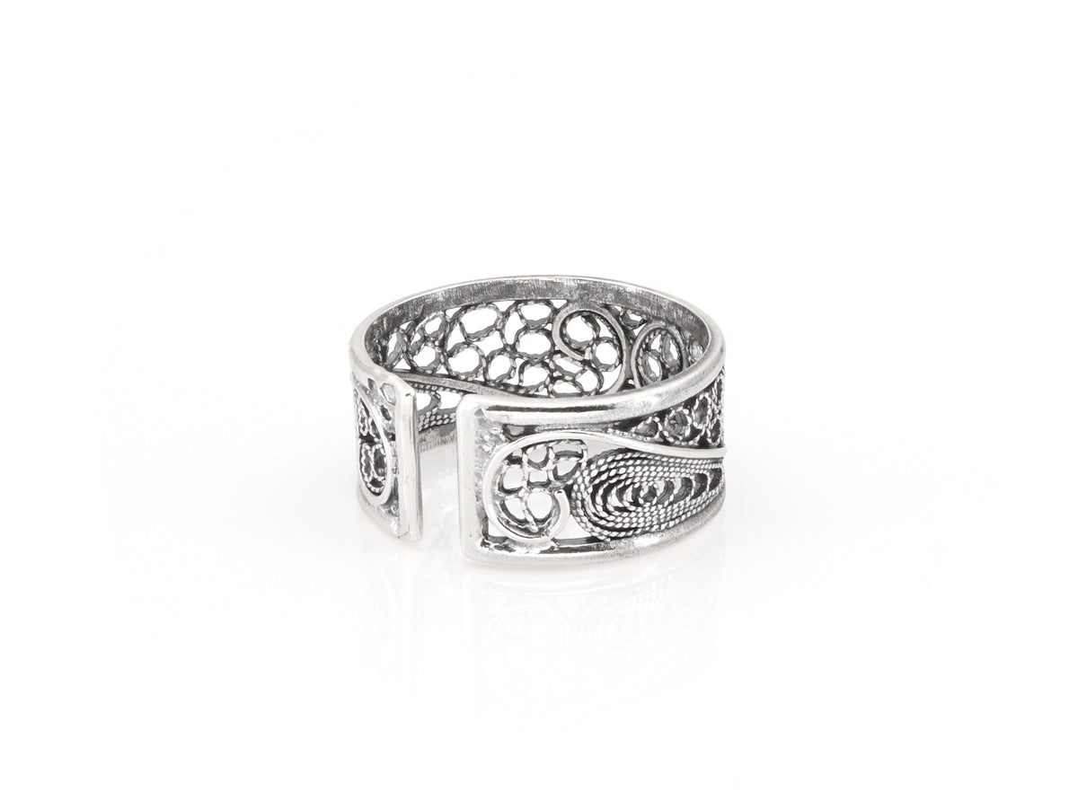 Adjustable Ring, Portuguese Filigree, 925 Sterling Silver