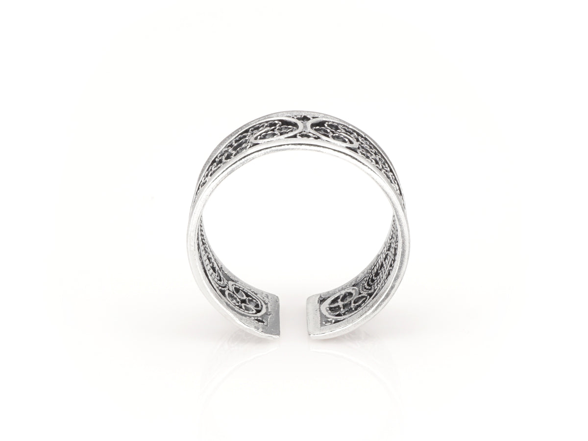 Adjustable Ring, Portuguese Filigree, 925 Sterling Silver