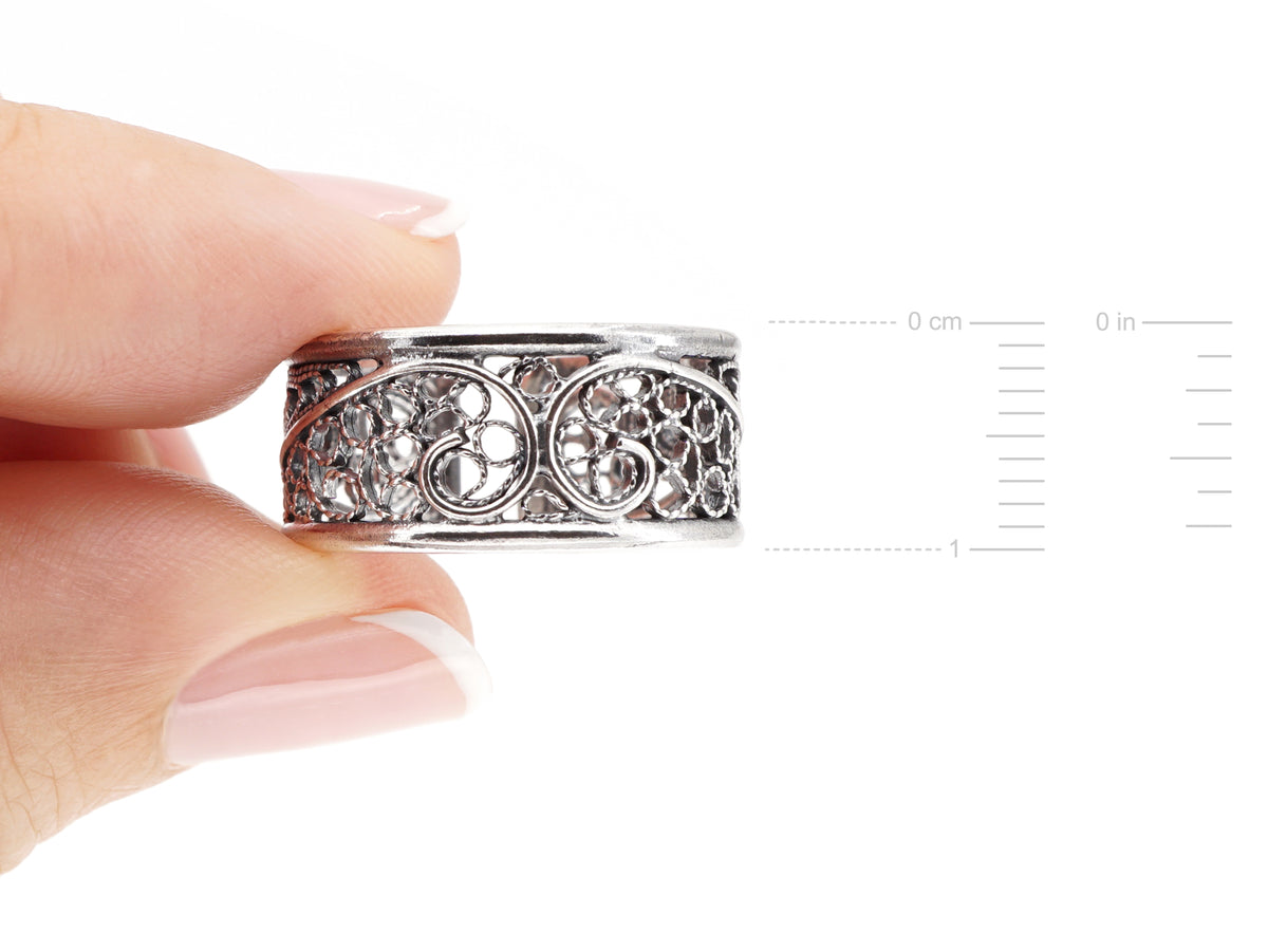 Adjustable Ring, Portuguese Filigree, 925 Sterling Silver