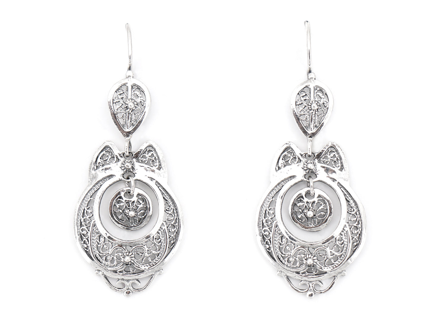 Brincos Vianense Pequenos, Filigrana Portuguesa, Prata de Lei 925 - Vista de Frente