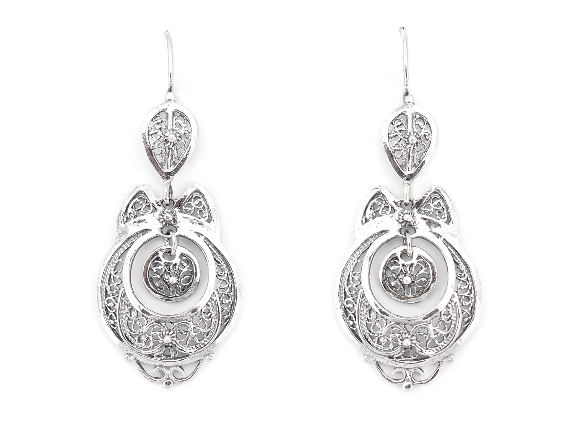 Brincos Vianense Pequenos, Filigrana Portuguesa, Prata de Lei 925 - Vista de Frente