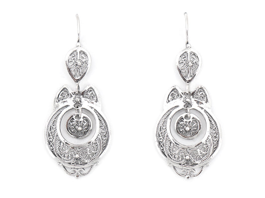 Brincos Vianense Pequenos, Filigrana Portuguesa, Prata de Lei 925 - Vista de Frente