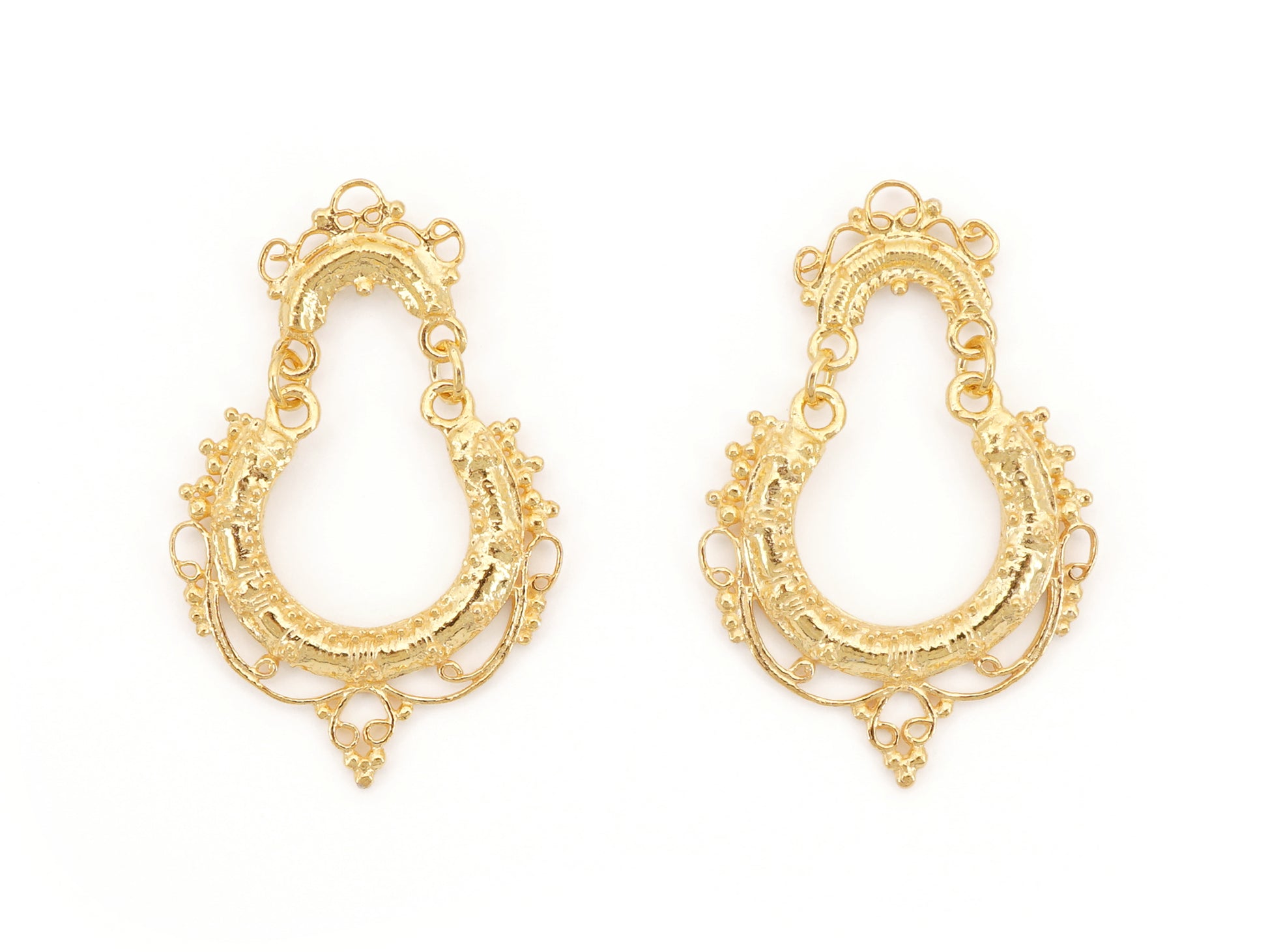 Brincos Arrecadas Redondas Pequenas, Filigrana Portuguesa, Prata de Lei 925 Dourada