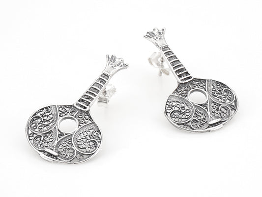 Brincos Guitarra Portuguesa / Fado, Filigrana Portuguesa, Prata de Lei 925