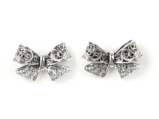 Small Bows Earrings, Portuguese Filigree, 925 Sterling Silver