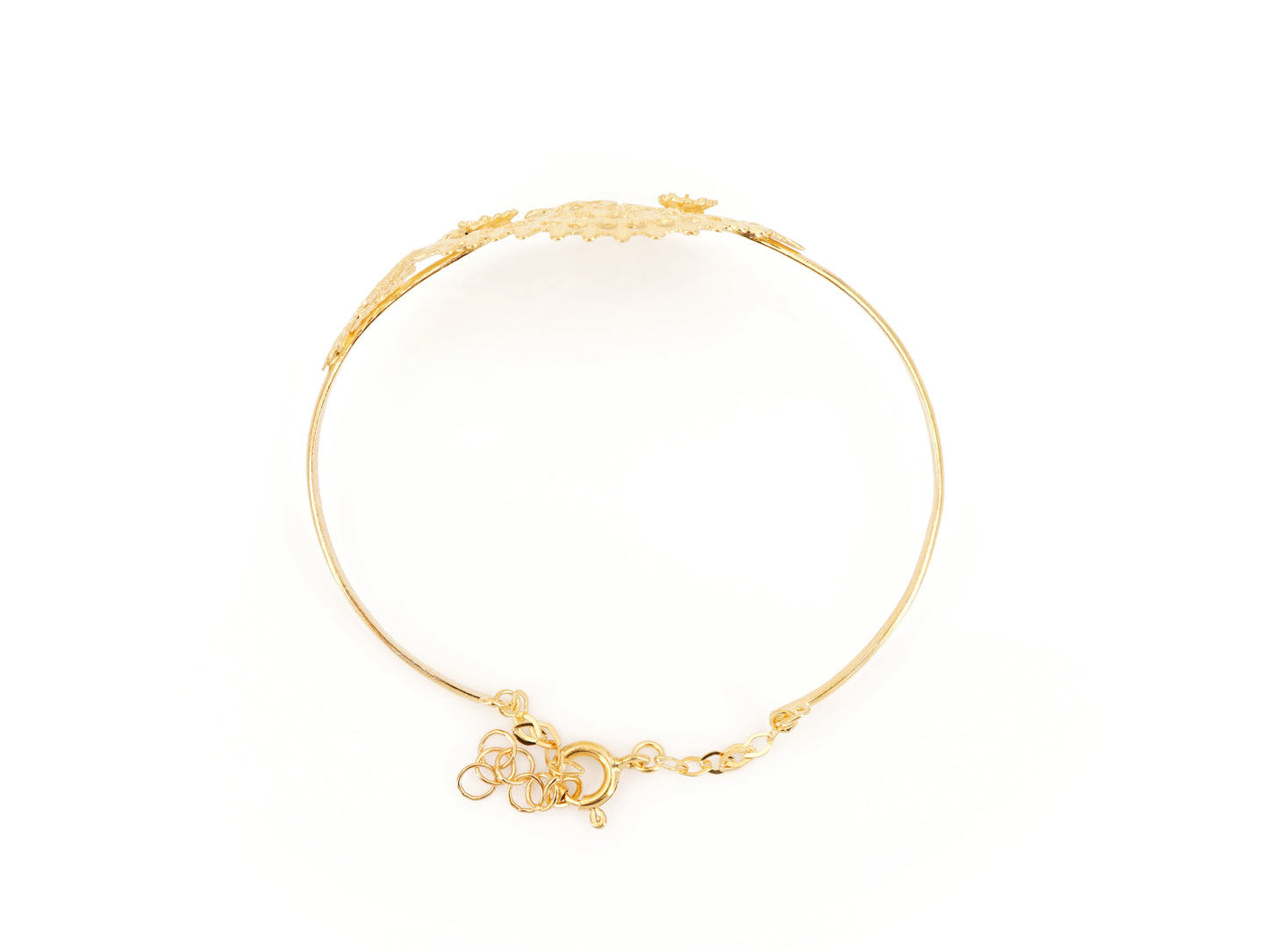 Pulseira Escrava Rainha, Motivo Grande, Prata de Lei 925 Dourada - Perfil