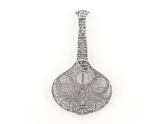 Medalha / Alfinete Guitarra Portuguesa Grande, Filigrana Portuguesa, Prata de Lei 925