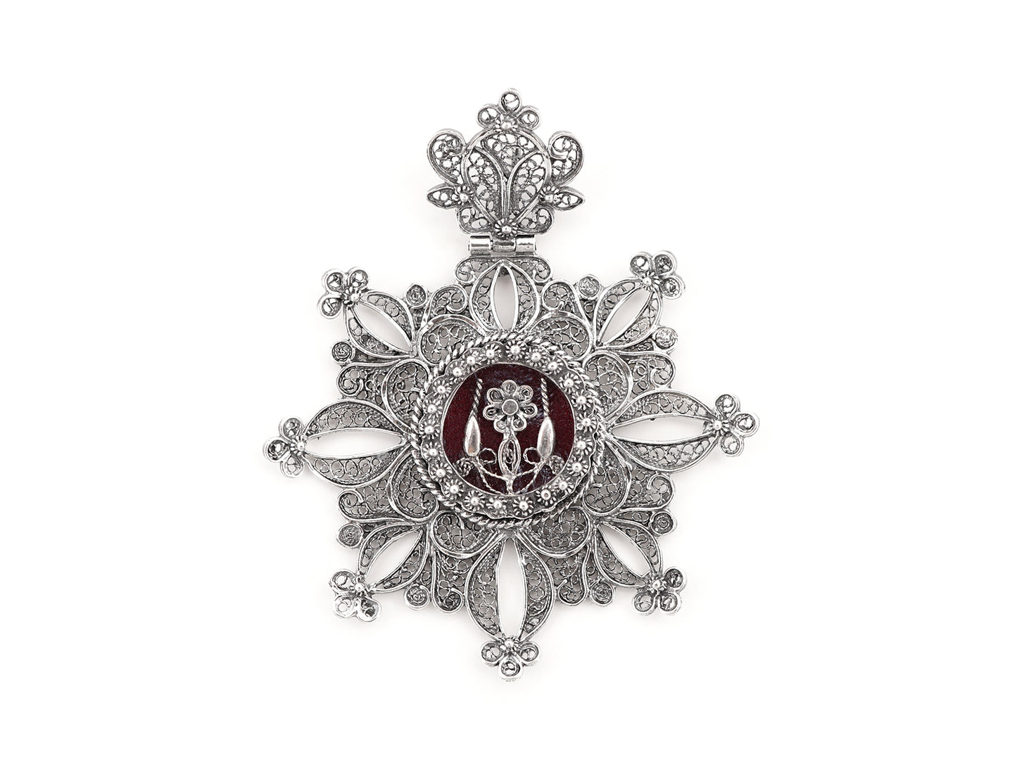 Medalha Relicário / Custódia Redonda, Filigrana Portuguesa, Prata de Lei 925