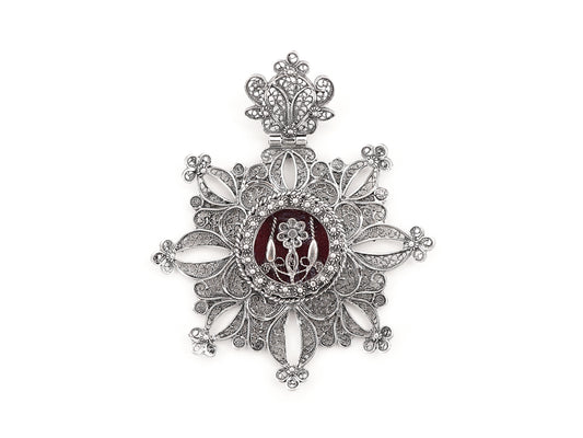 Medalha Relicário / Custódia Redonda, Filigrana Portuguesa, Prata de Lei 925