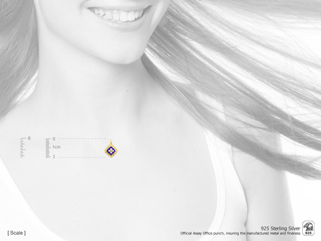 Medalha Caramujo Quadrado, Filigrana Portuguesa, Prata de Lei 925 Dourada - Medidas e Proporção