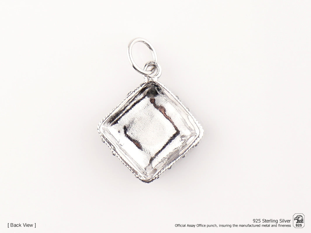 Medalha Caramujo Quadrado, Filigrana Portuguesa, Prata de Lei 925 - Vista de Trás