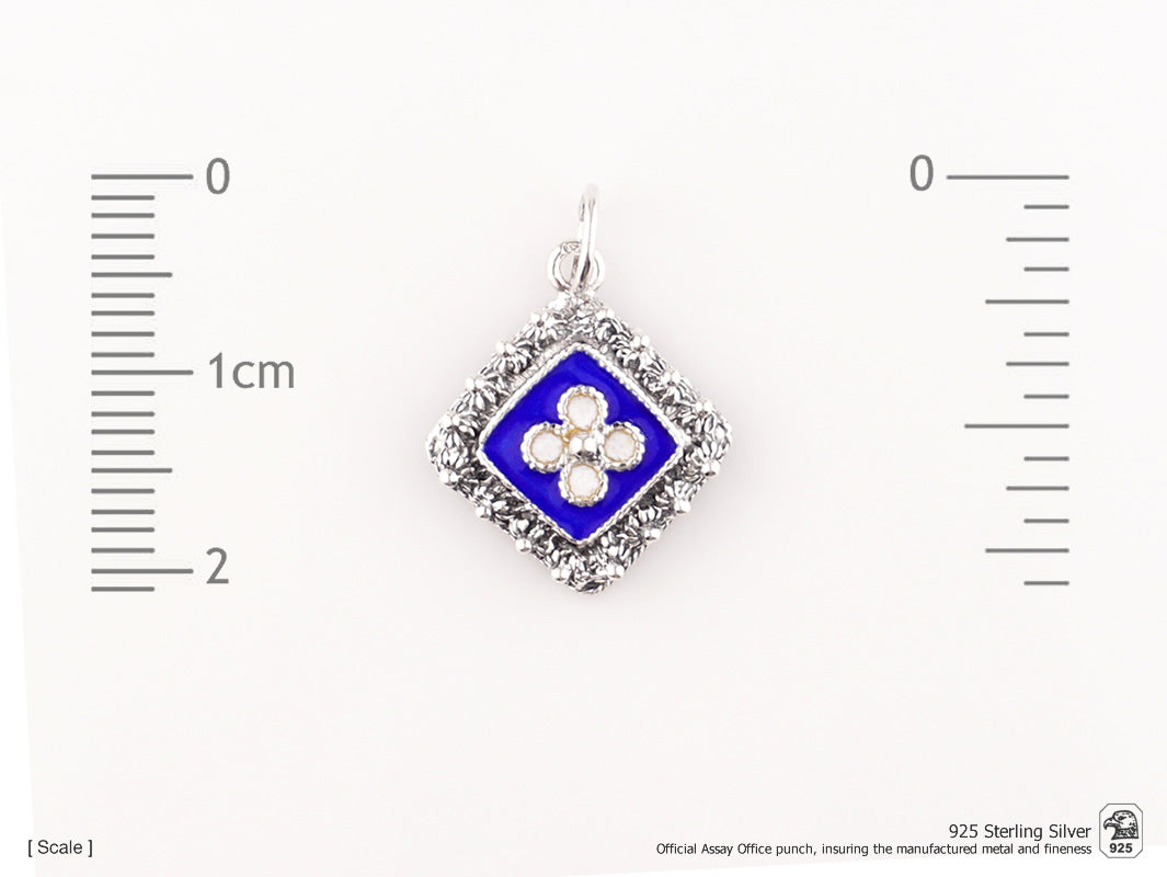 Medalha Caramujo Quadrado, Filigrana Portuguesa, Prata de Lei 925 - Medidas