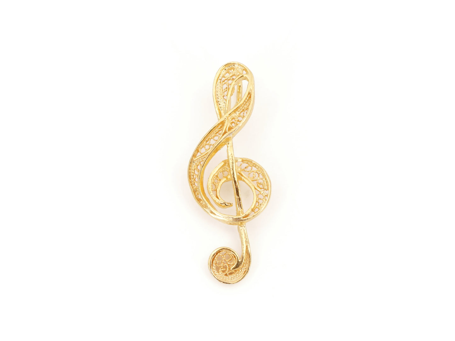 Medalha Clave de Sol Pequena, Filigrana Portuguesa, Prata de Lei 925 Dourada