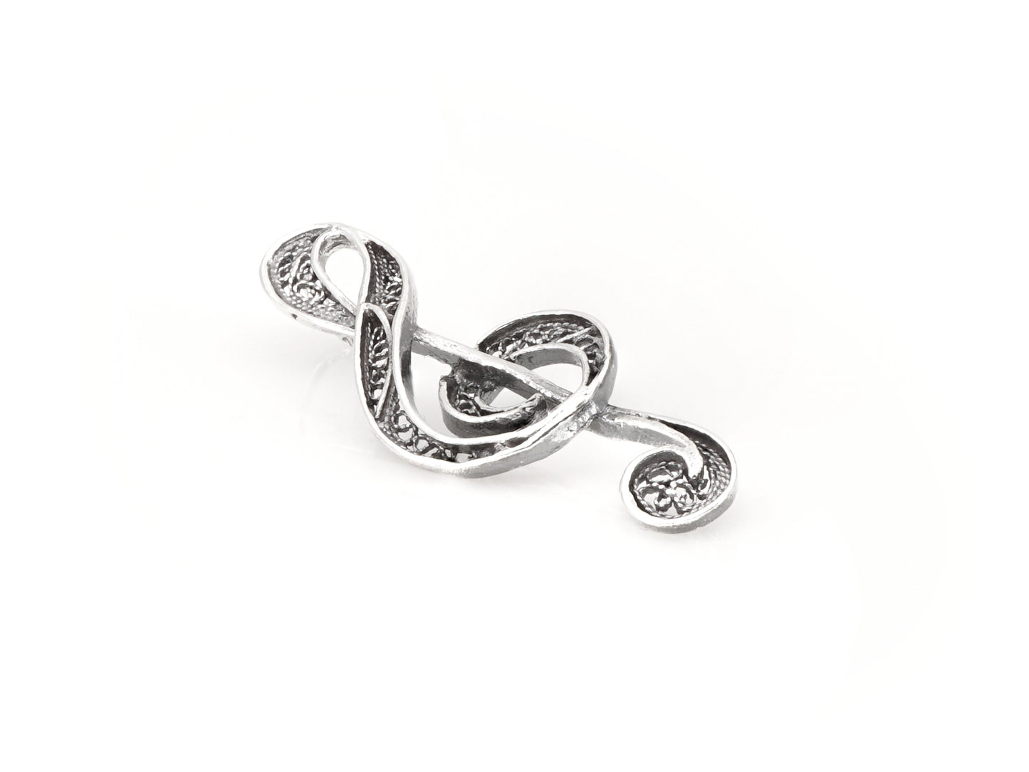 Medalha Clave de Sol Pequena, Filigrana Portuguesa, Prata de Lei 925 - Perspectiva