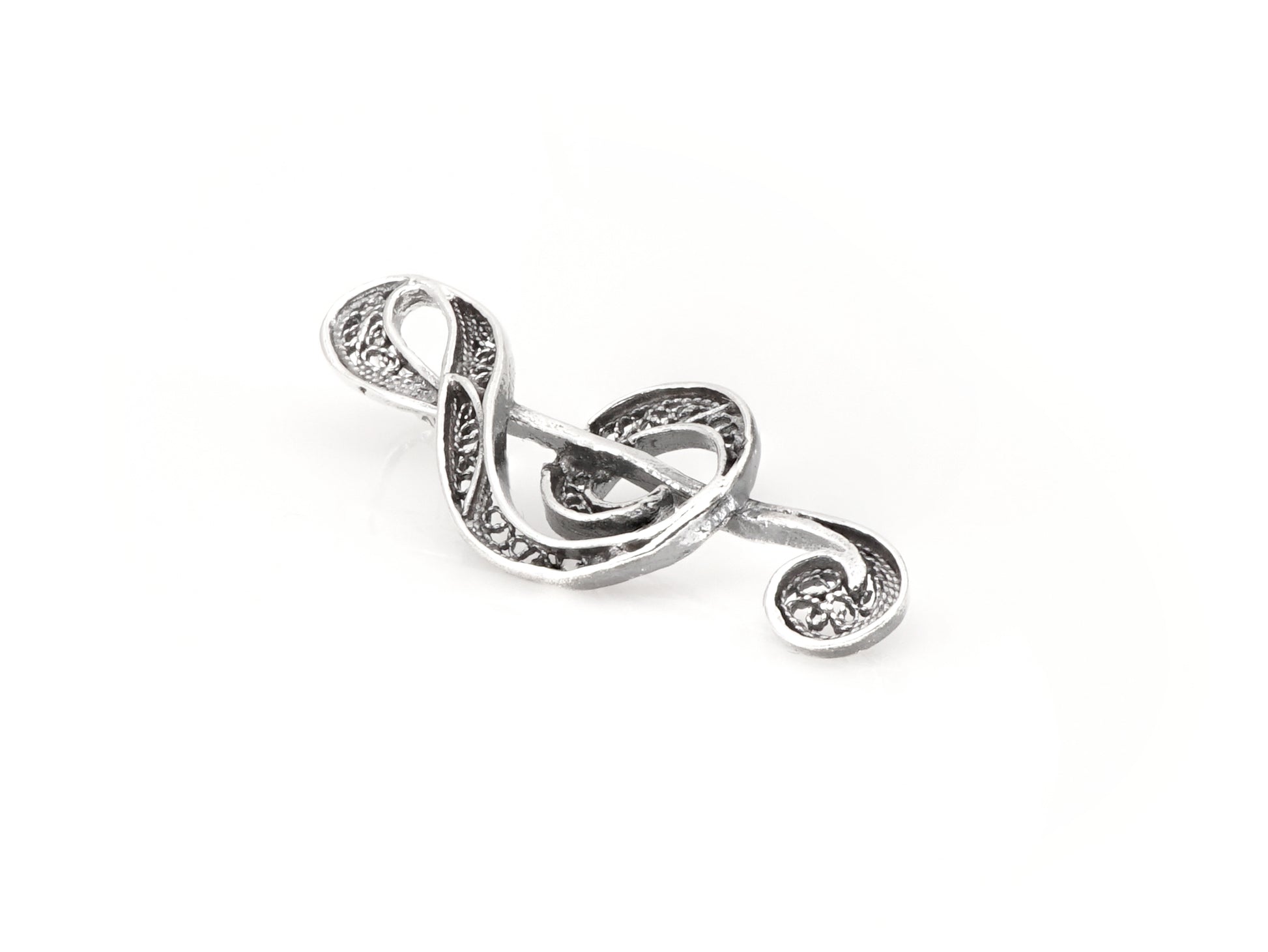 Medalha Clave de Sol Pequena, Filigrana Portuguesa, Prata de Lei 925 - Perspectiva