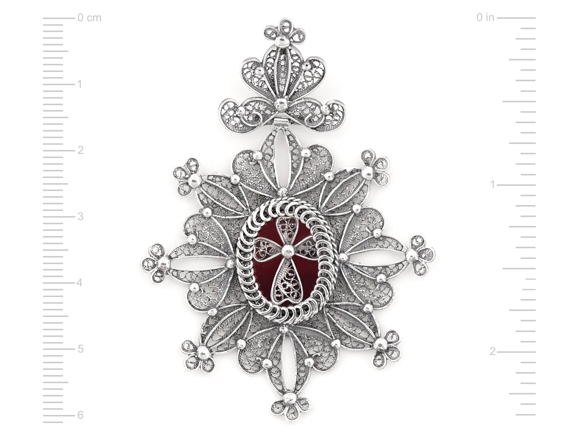 Medalha Relicário / Custódia Oval, Filigrana Portuguesa, Prata de Lei 925 - Medidas