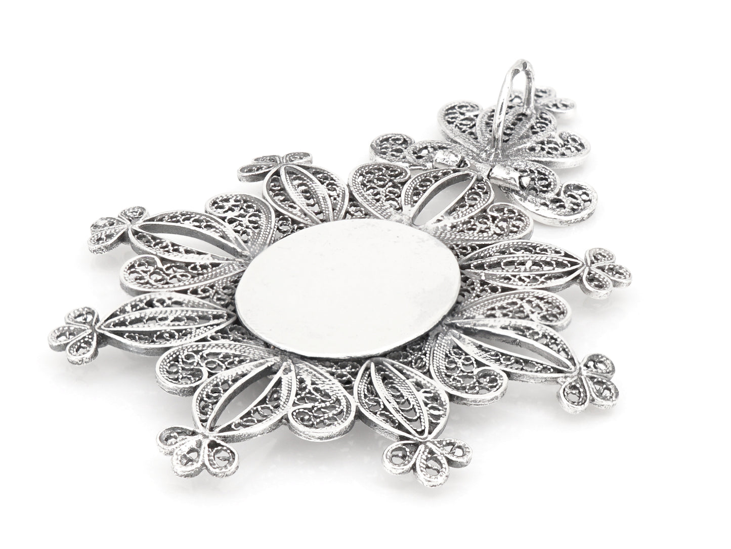 Medalha Relicário / Custódia Oval, Filigrana Portuguesa, Prata de Lei 925 - Vista de Trás