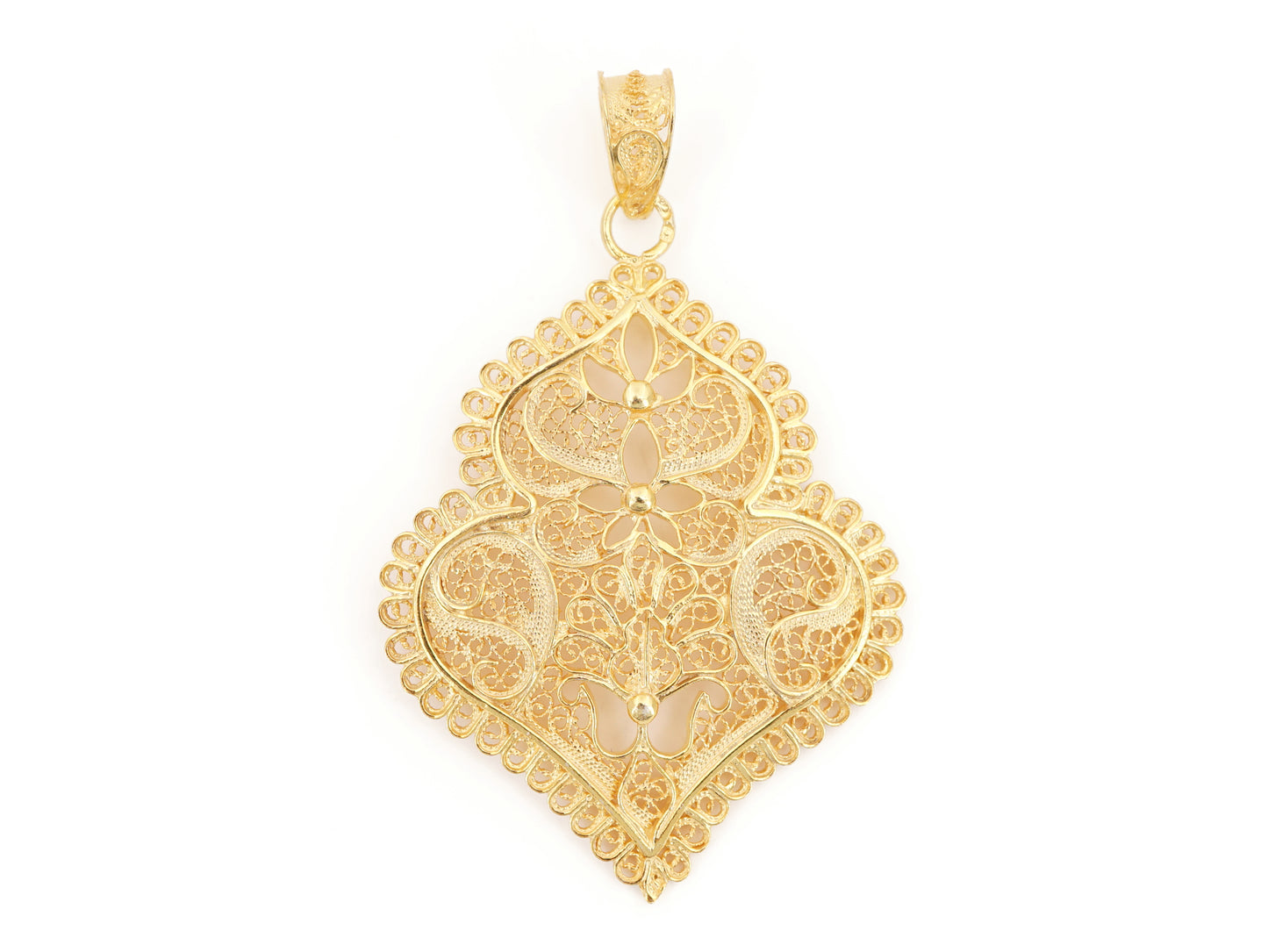 Medalha Coração de Viana Médio, Filigrana Portuguesa, Prata de Lei 925 Dourada