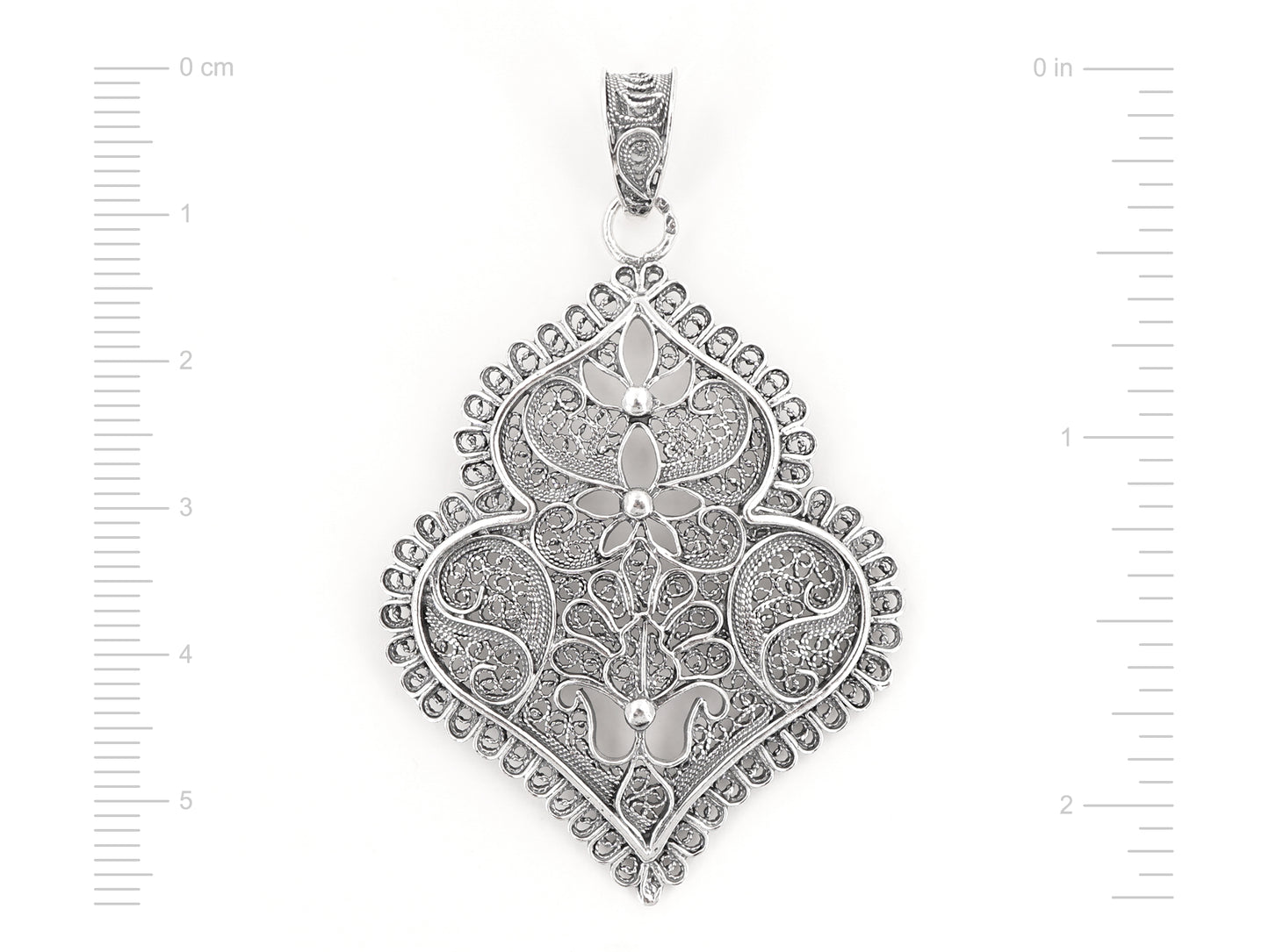 Medalha Coração de Viana Médio, Filigrana Portuguesa, Prata de Lei 925 - Medidas