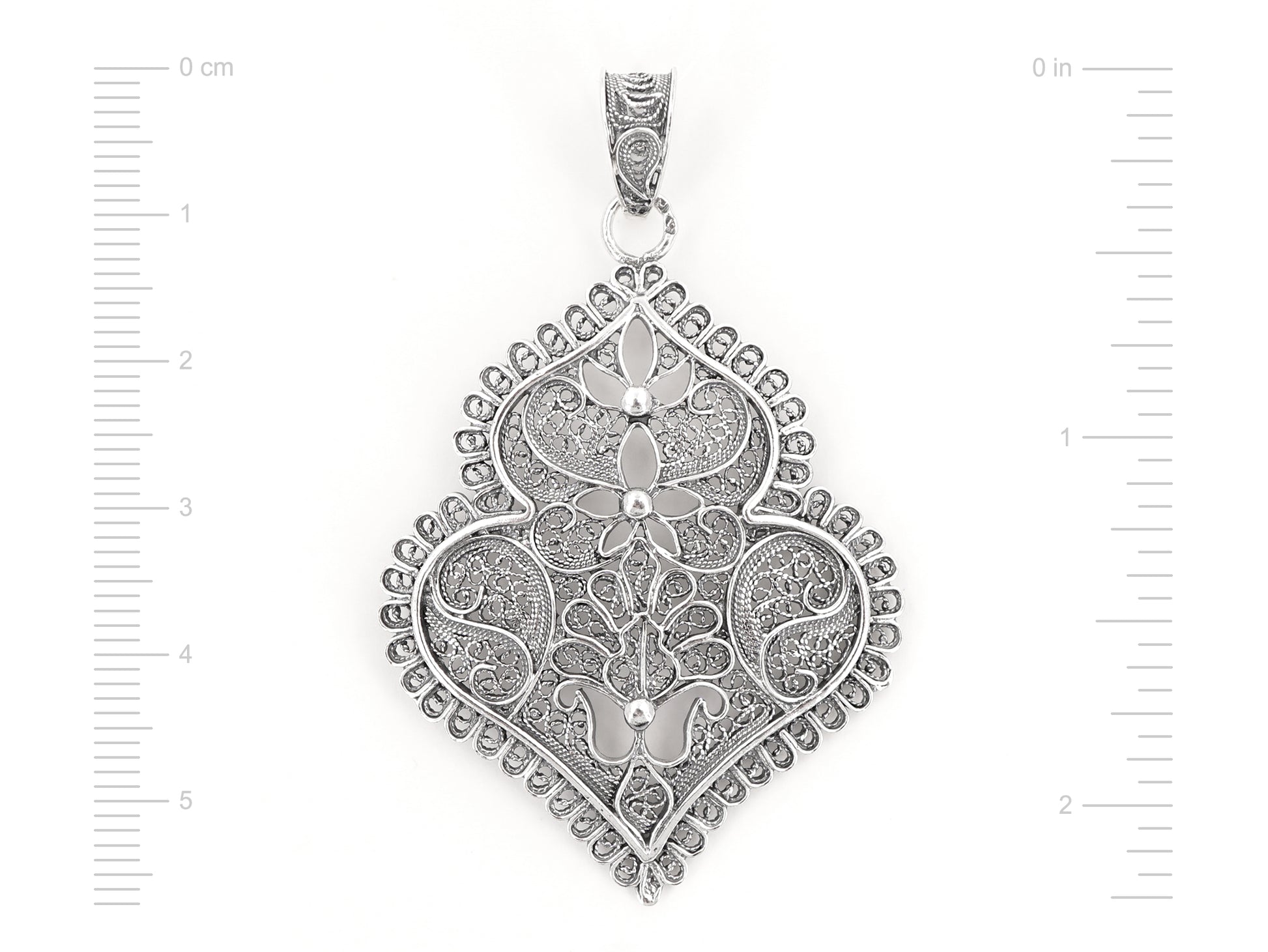 Medalha Coração de Viana Médio, Filigrana Portuguesa, Prata de Lei 925 - Medidas