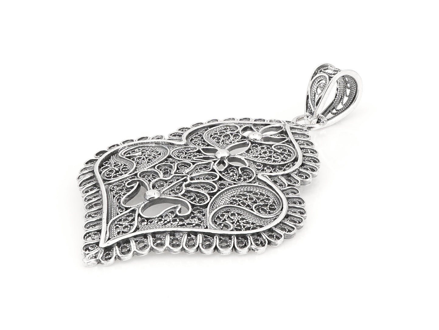 Medalha Coração de Viana Médio, Filigrana Portuguesa, Prata de Lei 925 - Perspectiva