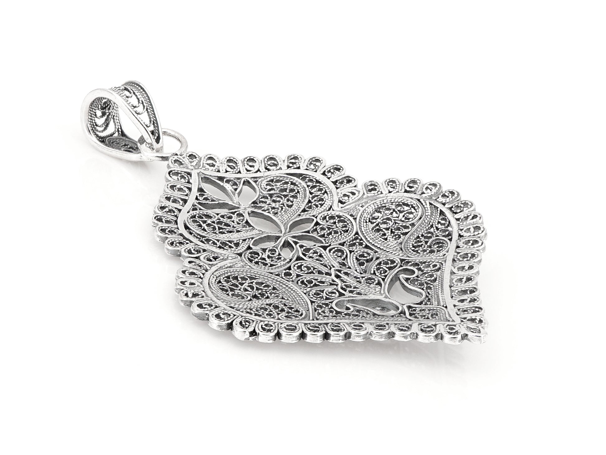 Medalha Coração de Viana Médio, Filigrana Portuguesa, Prata de Lei 925 - Vista de Trás