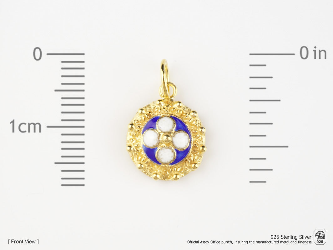 Medalha Caramujo Clássico, Filigrana Portuguesa, Prata de Lei 925 Dourada - Medidas