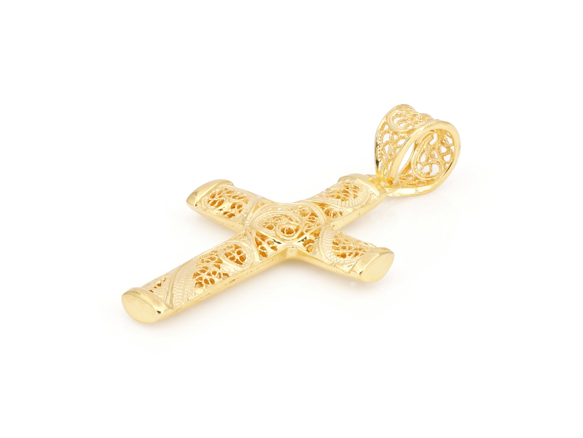 Medalha Cruz, Filigrana Portuguesa, Prata de Lei 925 Dourada - Perspectiva