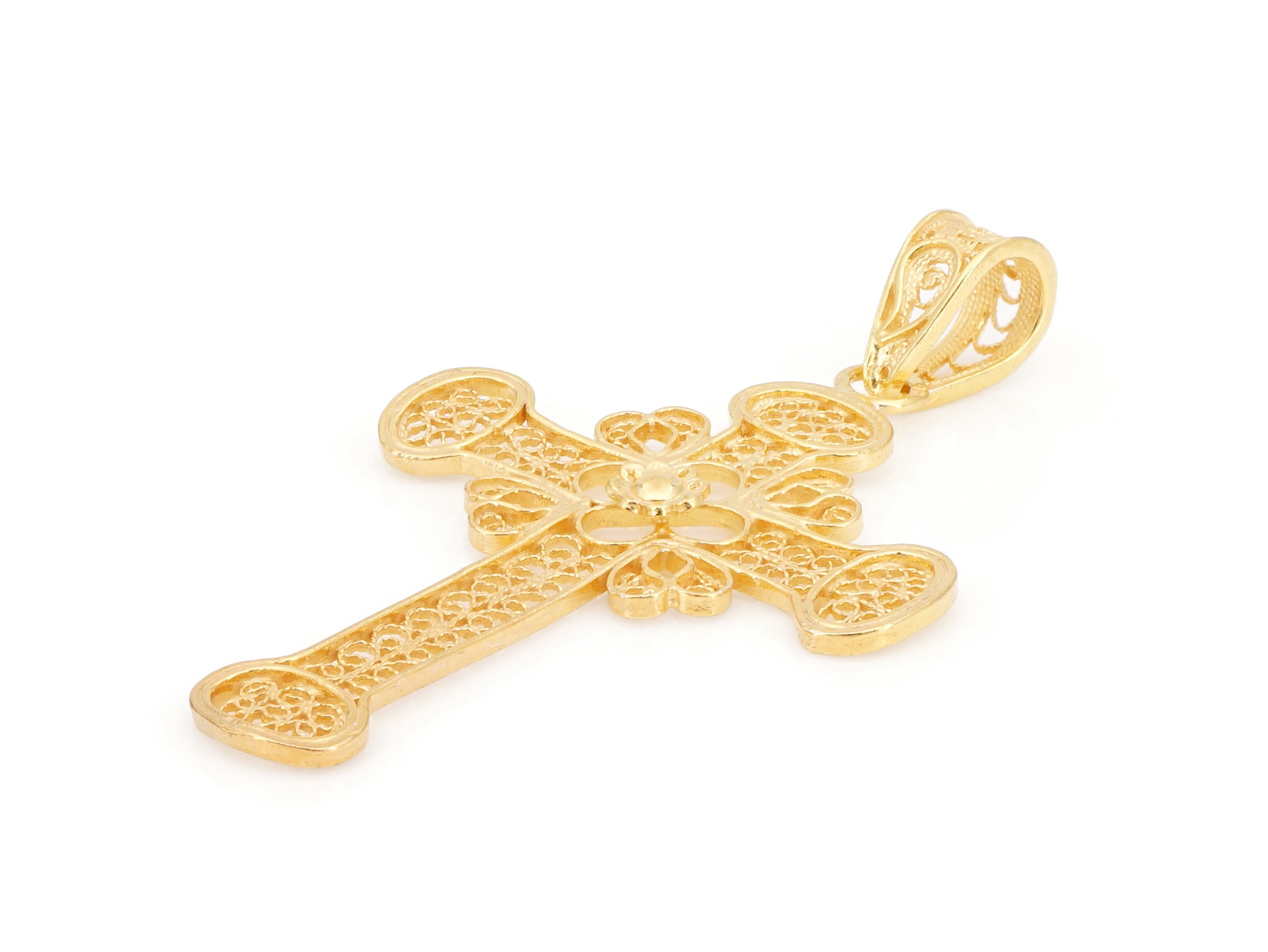 Medalha Cruz, Filigrana Portuguesa, Prata de Lei 925 Dourada - Perspectiva