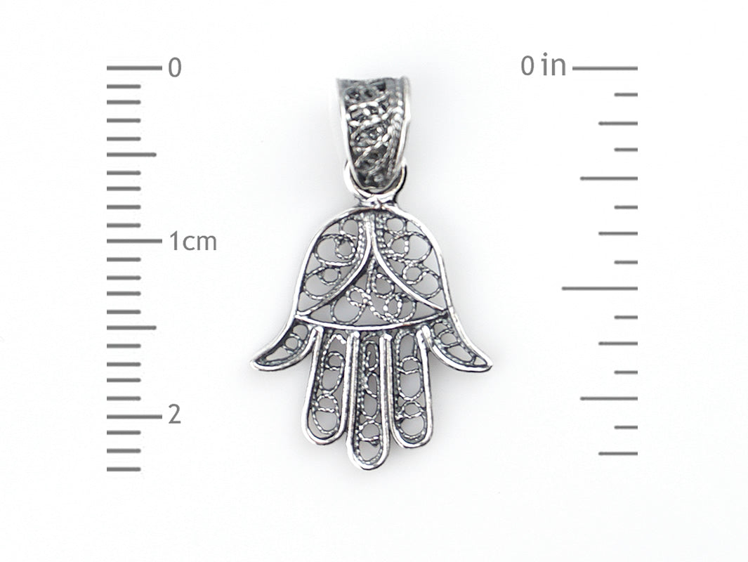 Medalha Mão de Fátima Pequena, Filigrana Portuguesa, Prata de Lei 925 - Medidas