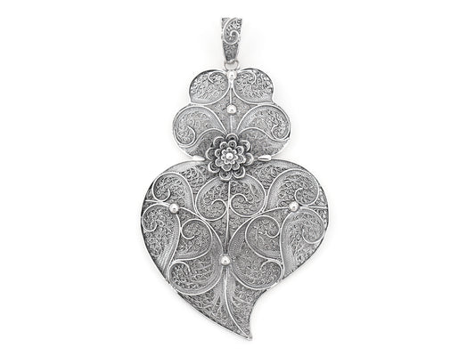 Medalha Coração de Viana Grande, Filigrana Portuguesa, Prata de Lei 925 - Vista de Frente