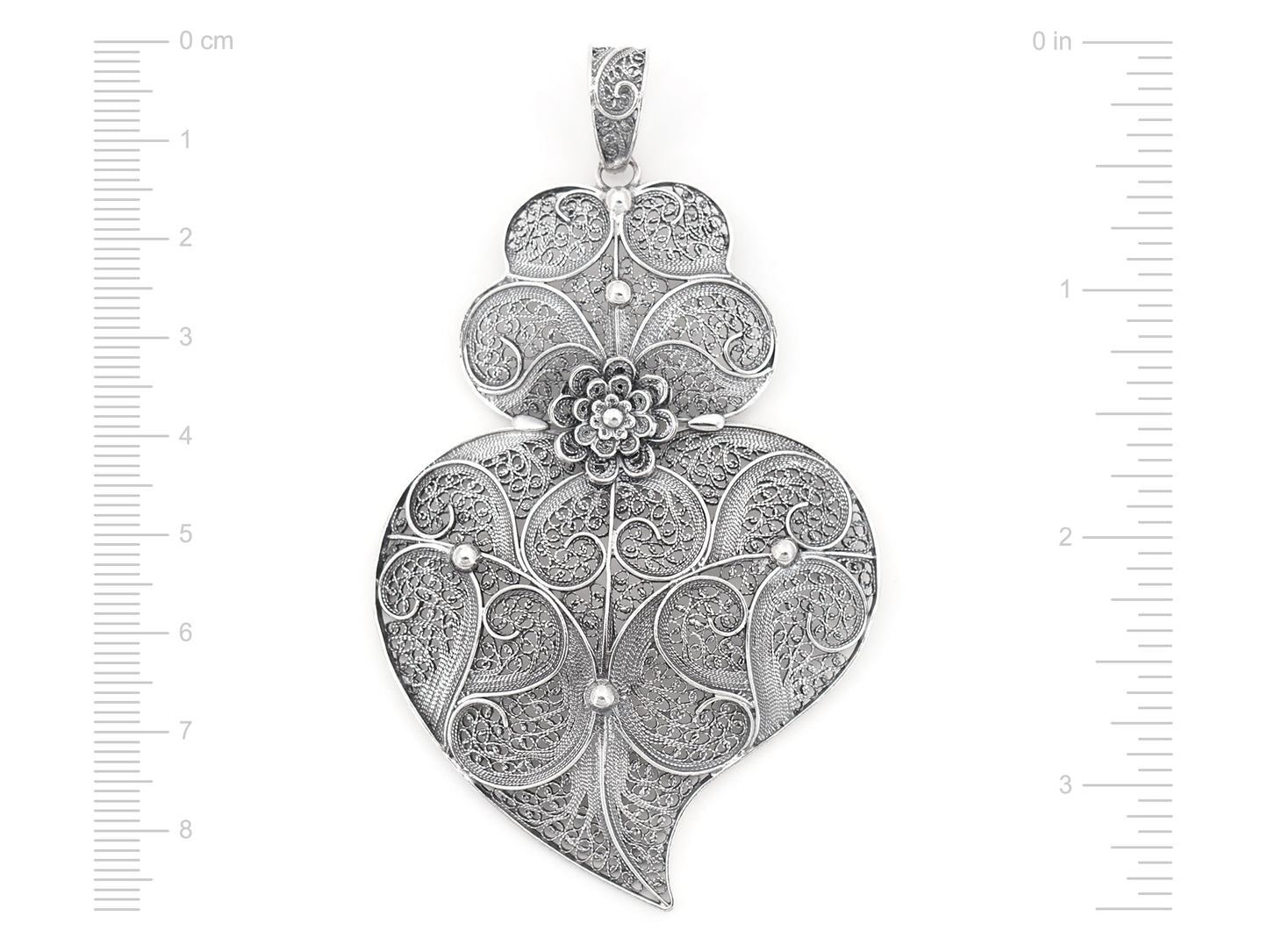 Medalha Coração de Viana Grande, Filigrana Portuguesa, Prata de Lei 925 - Medidas