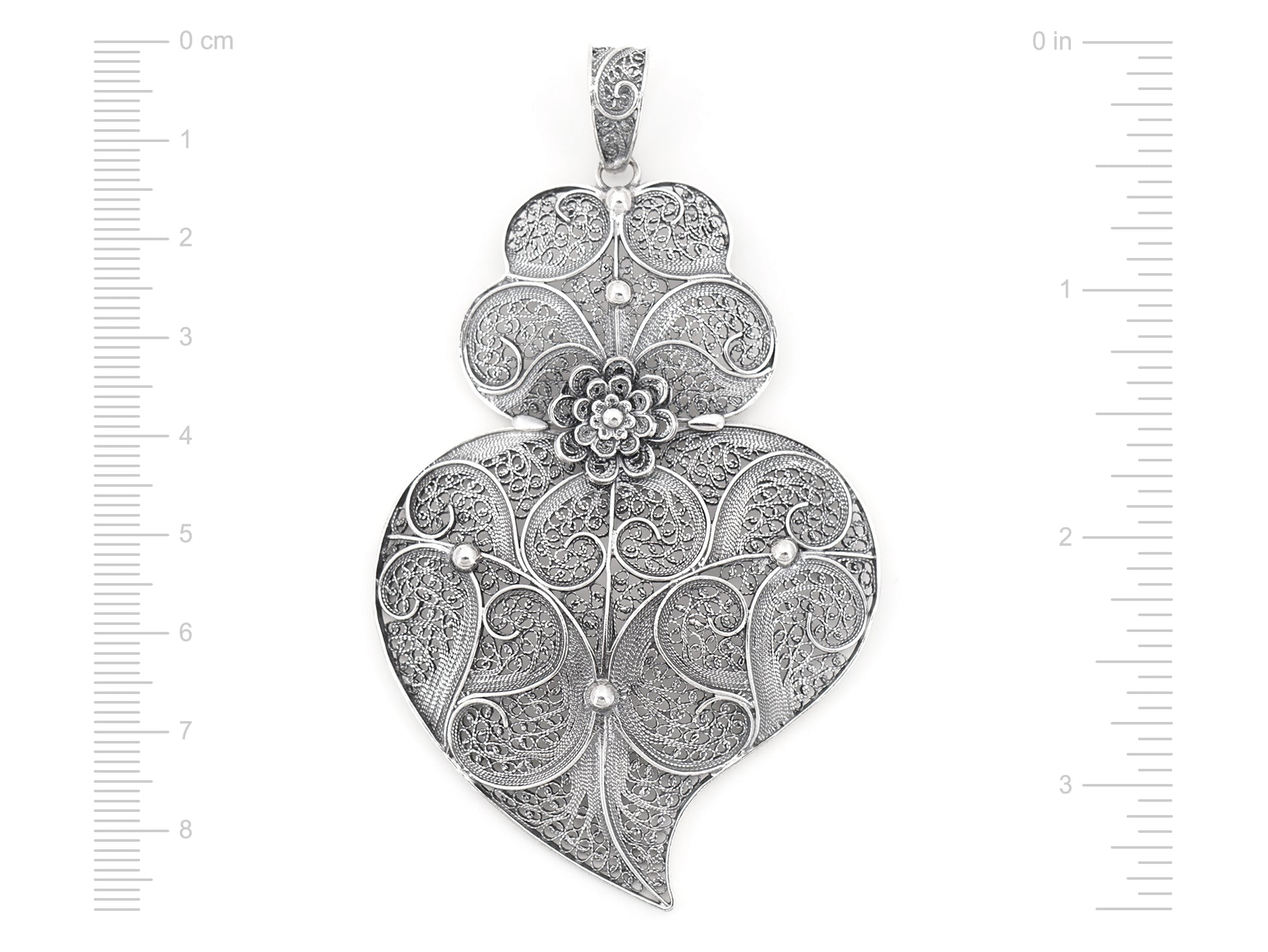 Medalha Coração de Viana Grande, Filigrana Portuguesa, Prata de Lei 925 - Medidas