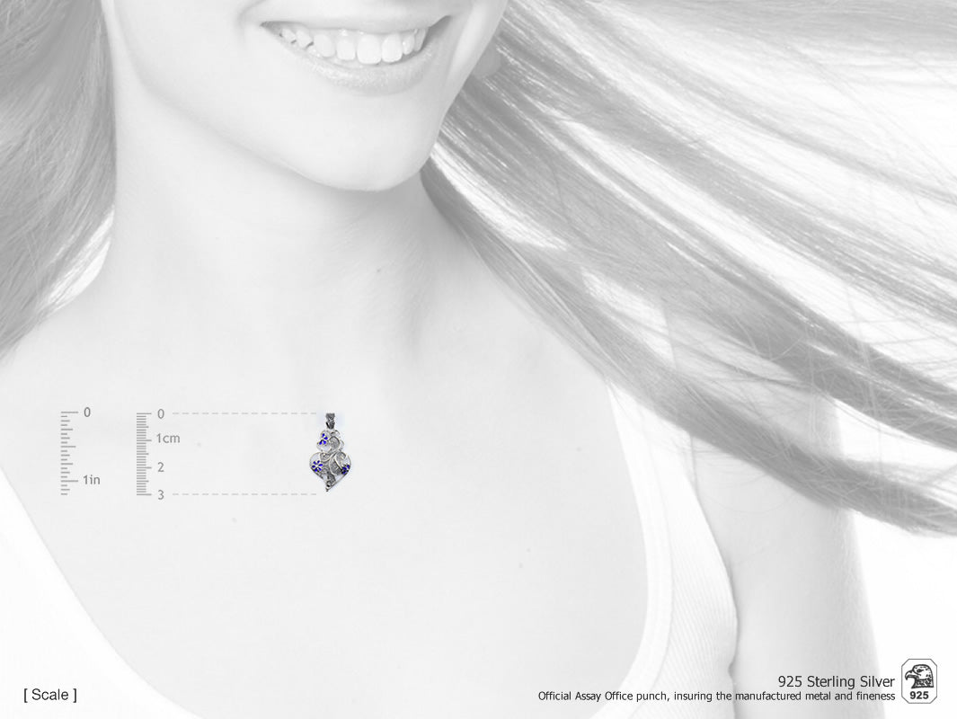 Medalha Coração Pequeno Flores Esmalte, Filigrana Portuguesa, Prata de Lei 925 - Medidas