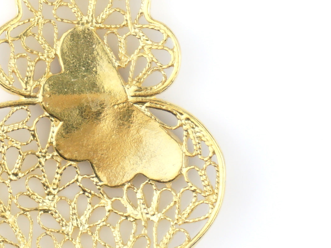 Medalha Coração Grande com Pétalas Esmaltadas, Filigrana Portuguesa, Prata de Lei 925 Dourada - Pormenor vista de trás