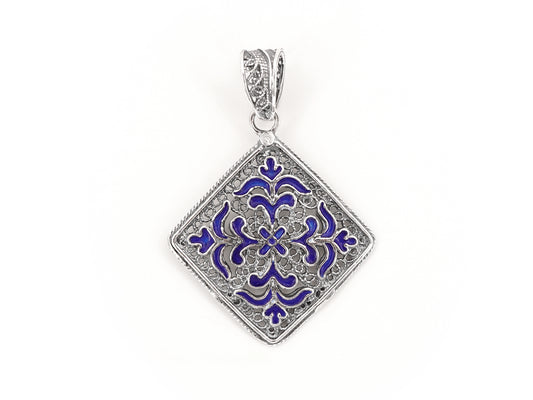 Medalha Azulejo com Esmalte, Filigrana Portuguesa, Prata de Lei 925
