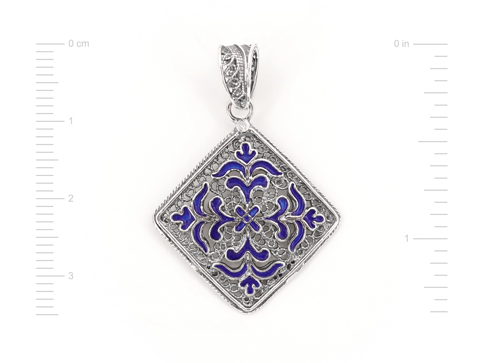 Medalha Azulejo com Esmalte, Filigrana Portuguesa, Prata de Lei 925 - Medidas