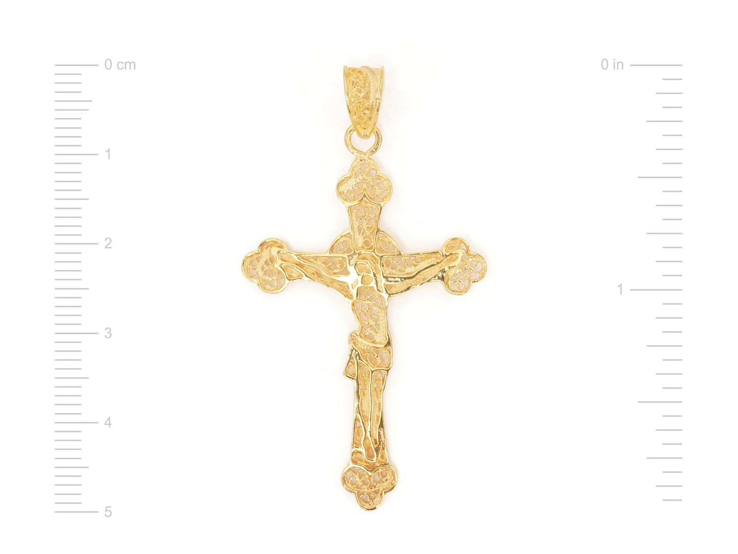 Medalha Cruz, Filigrana Portuguesa, Prata de Lei 925 Dourada - Medidas